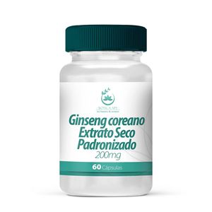 Ginseng Coreano Extrato Seco Padronizado 200mg 60 Cápsulas
